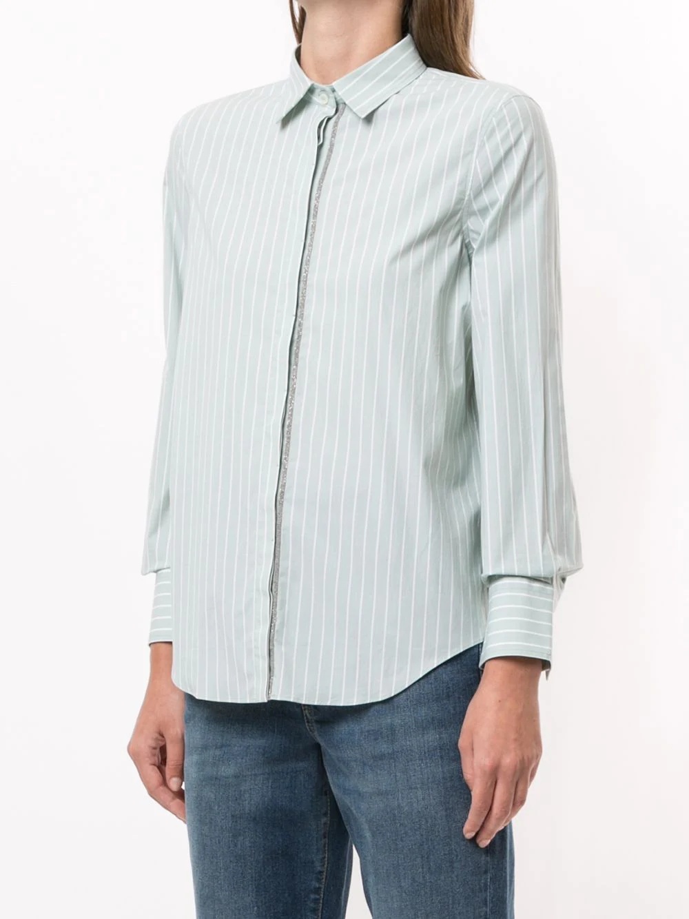 stripe-print metal detail shirt - 3