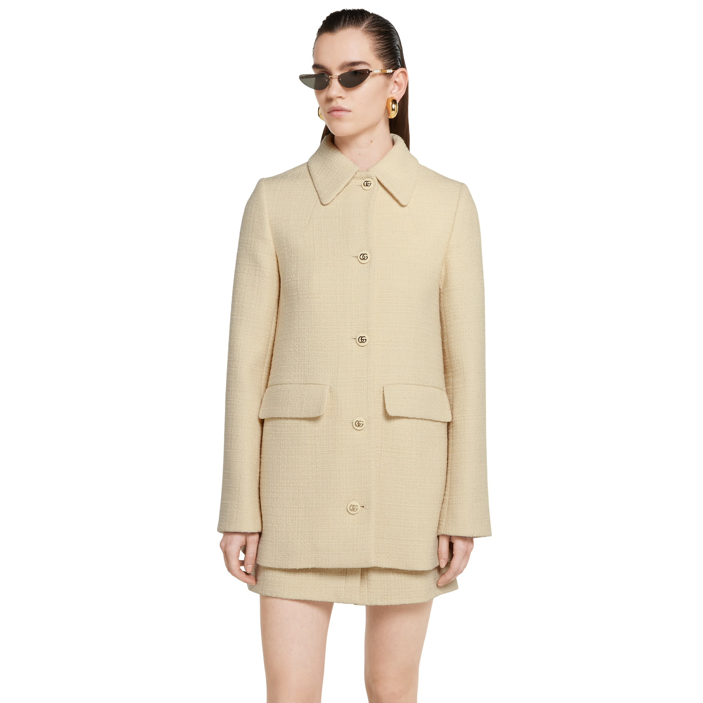 Textured wool tweed coat - 3