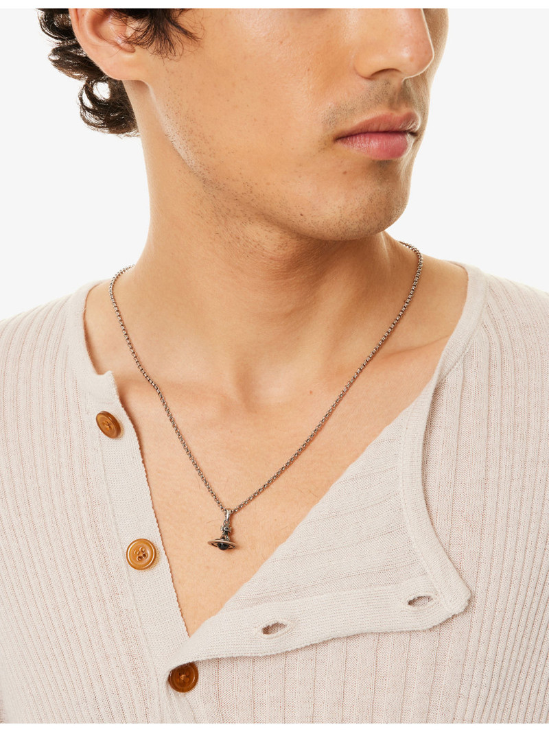 Vivienne Westwood Man. New Petite Orb Platinum-Plated Brass and Crystal Pendant Necklace outlook