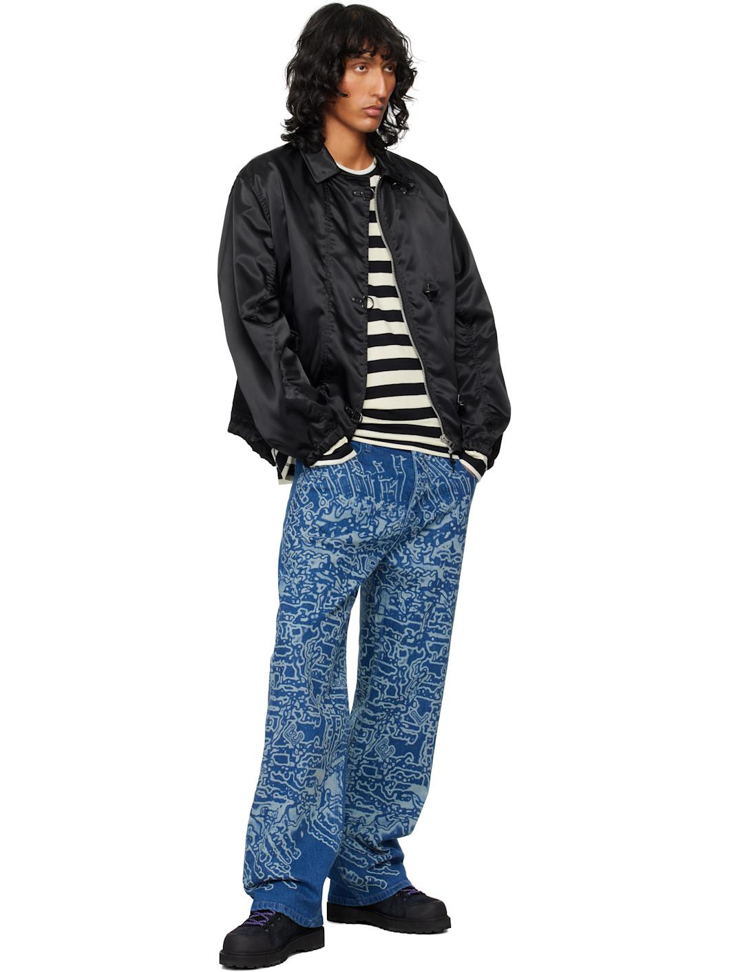 Blue Laser Etched Map Jeans - 4