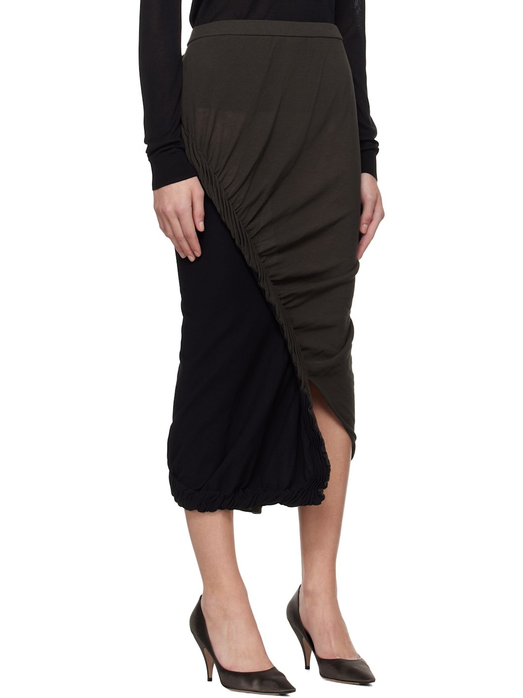 Black & Gray Beanstalk Midi Skirt - 2