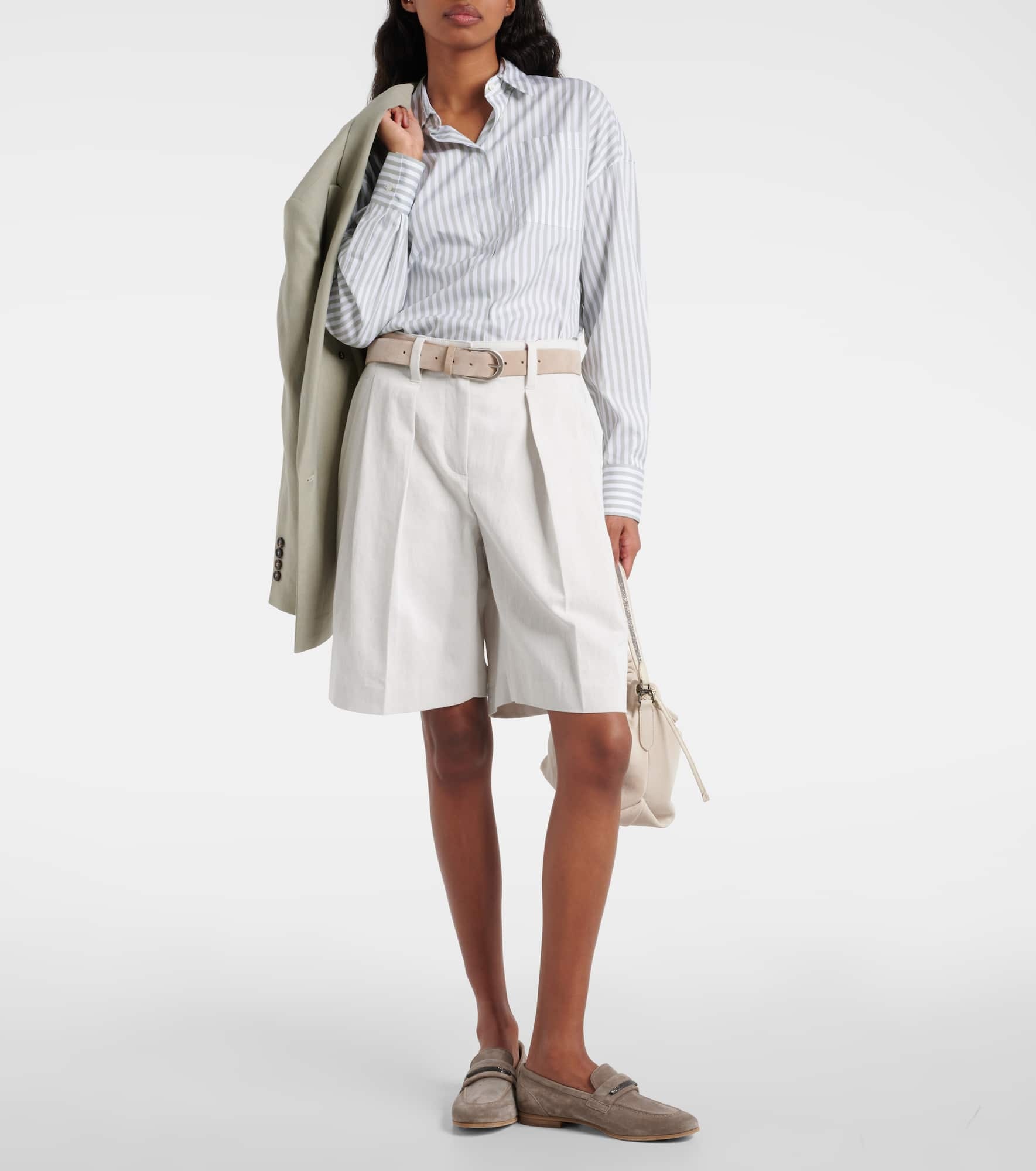 Striped cotton and silk poplin shirt - 2
