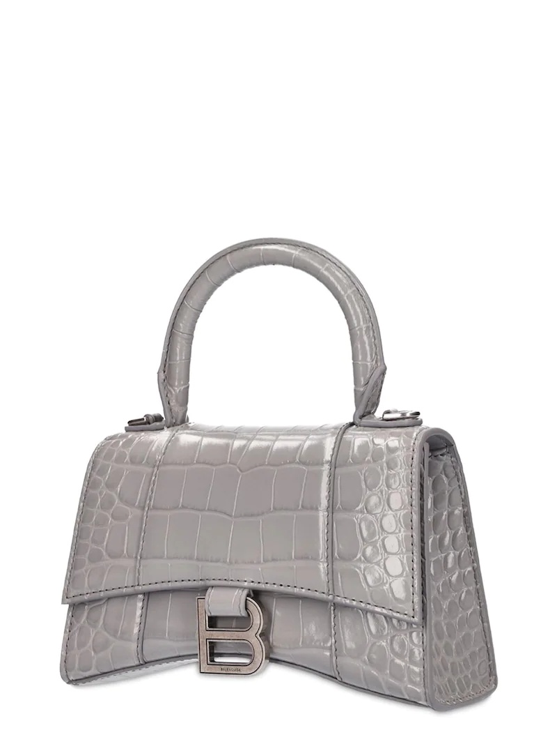 CROC EMBOSSED LEATHER SHOULDER BAG - 4