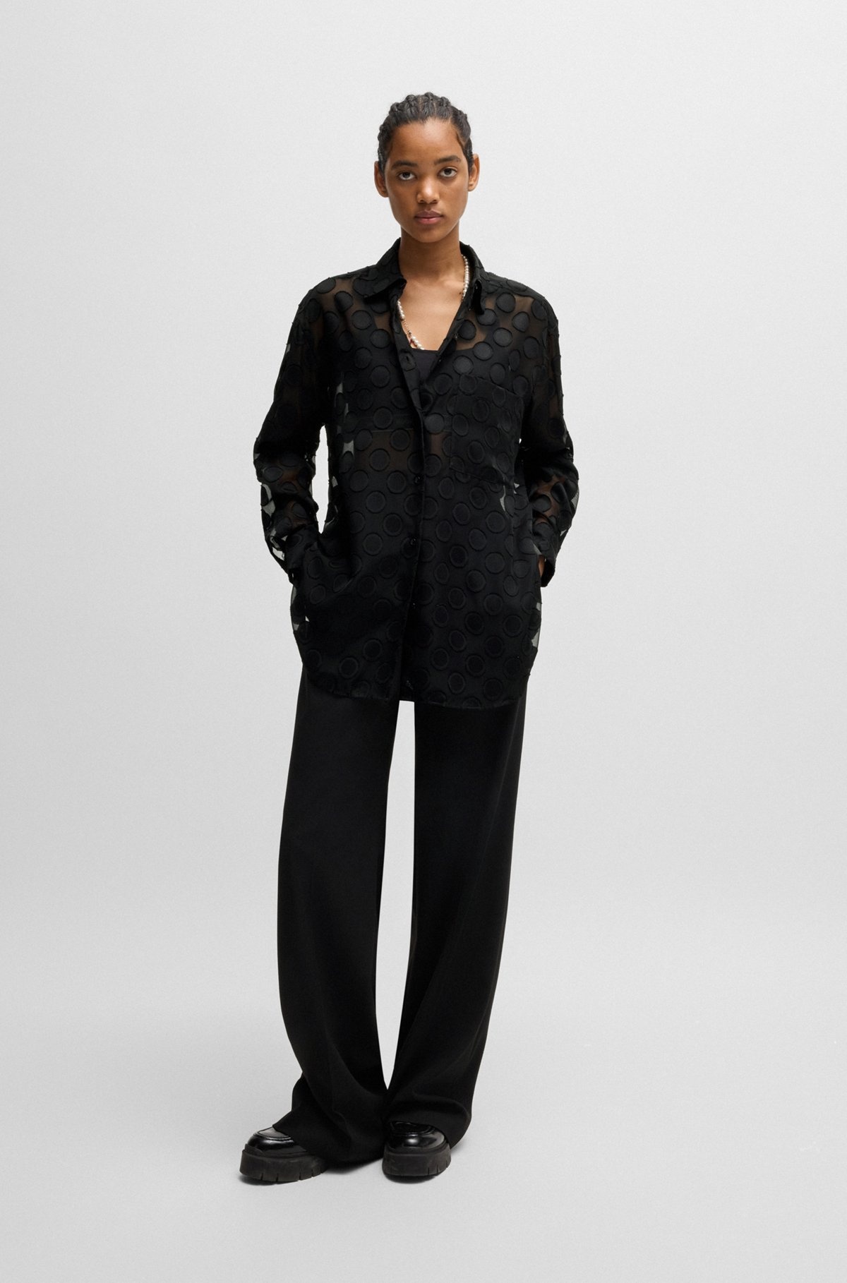 OVERSIZE-FIT BLOUSE WITH POLKA-DOT PATTERN - 3