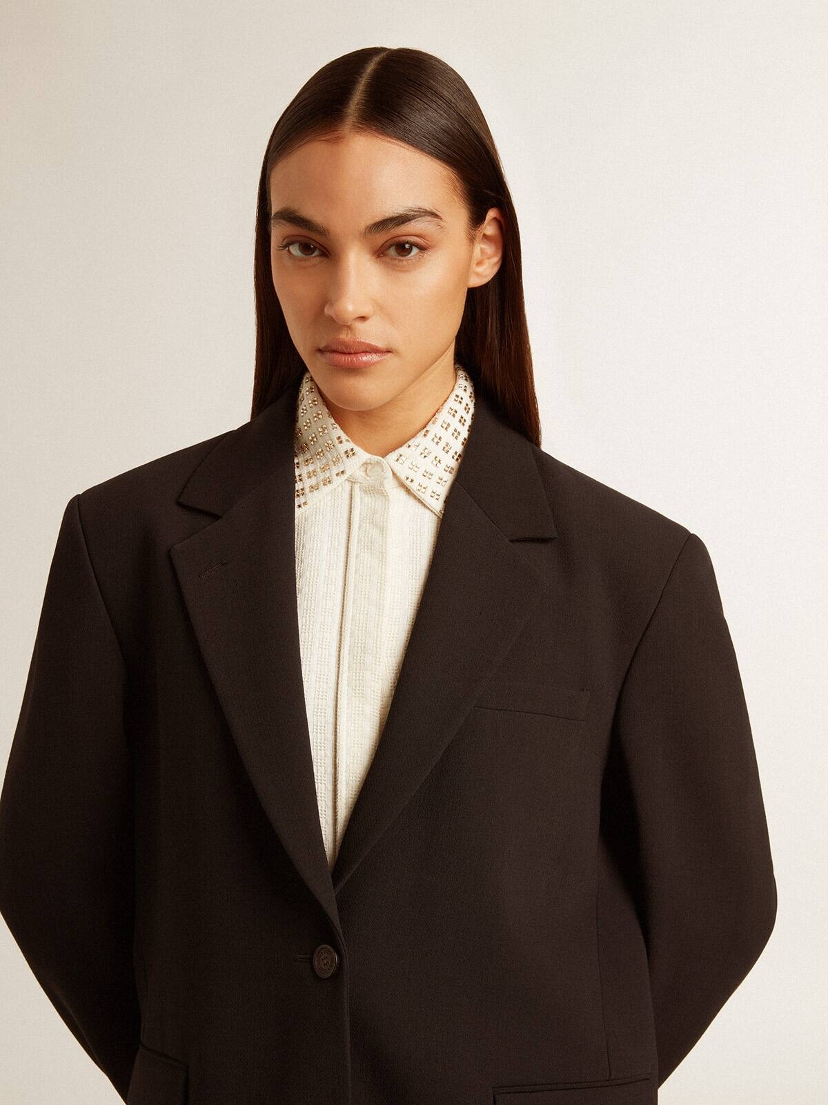 Women’s black wool-blend blazer jacket - 6