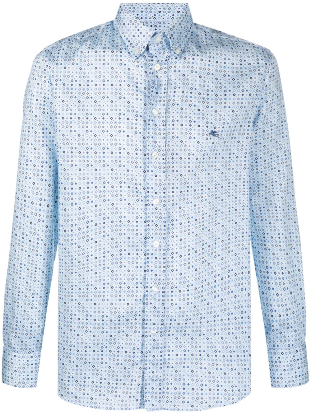 embroidered-logo patterned shirt - 1