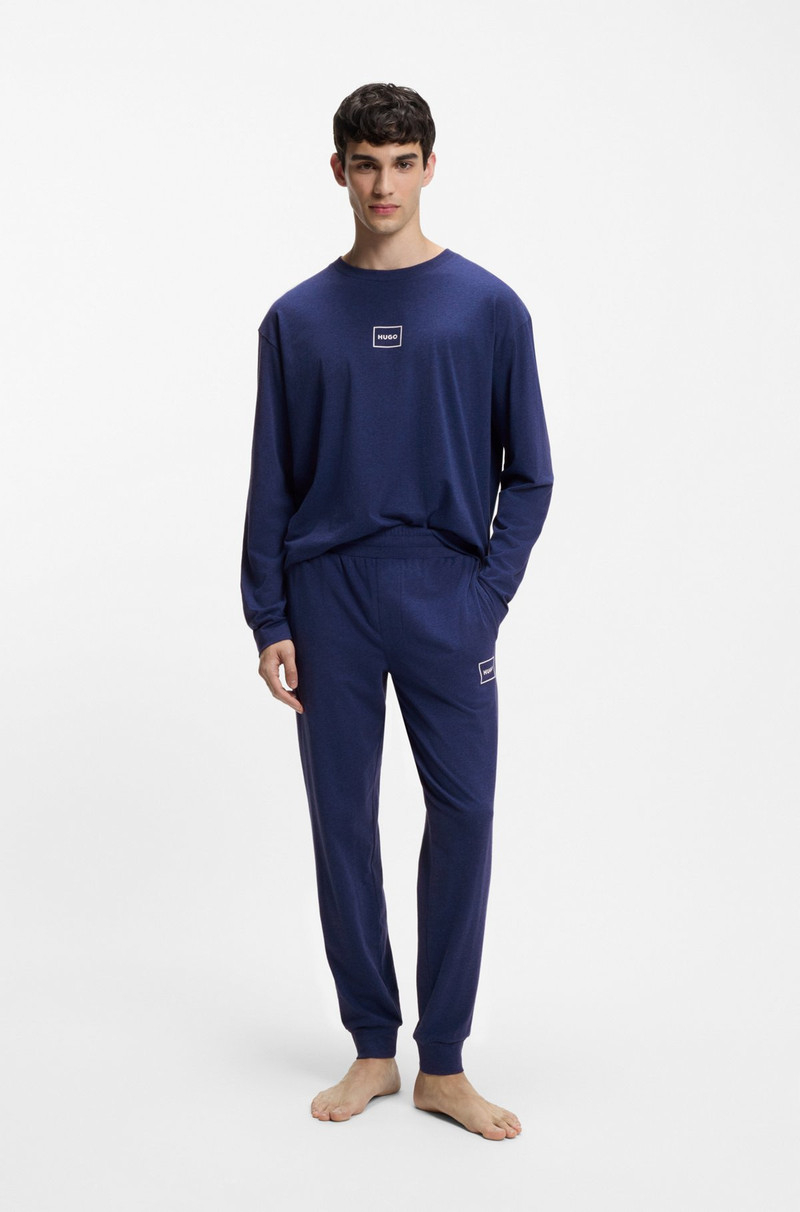 HUGO STRETCH-COTTON TRACKSUIT BOTTOMS WITH LOGO PRINT outlook