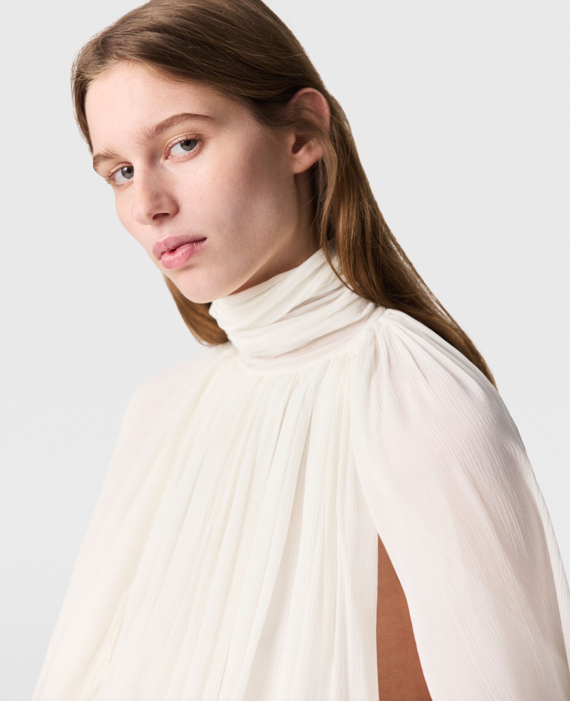 Pleated Balloon-Sleeve Top - 4
