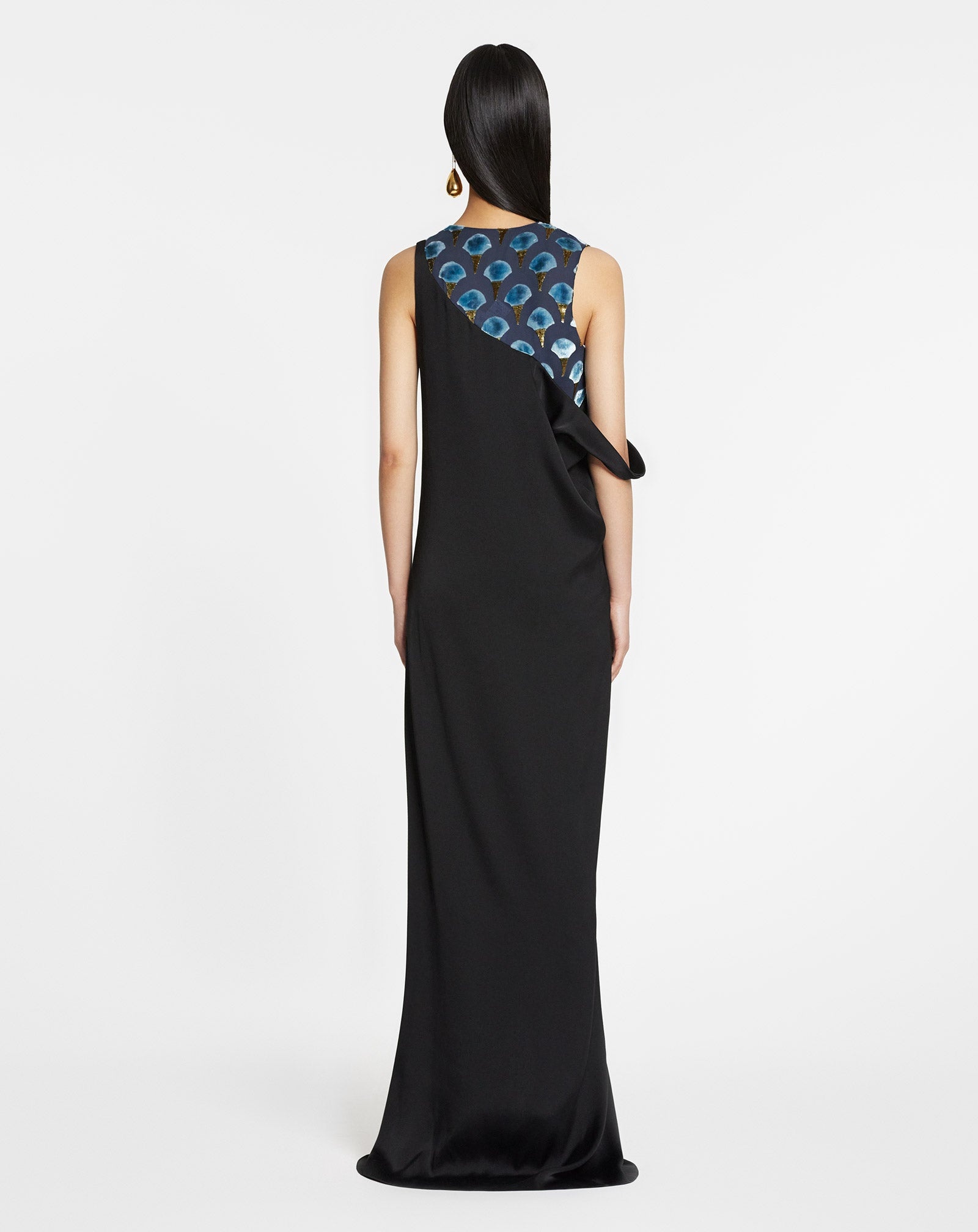 ASYMMETRICAL DRAPED SATIN MIDI DRESS - 3