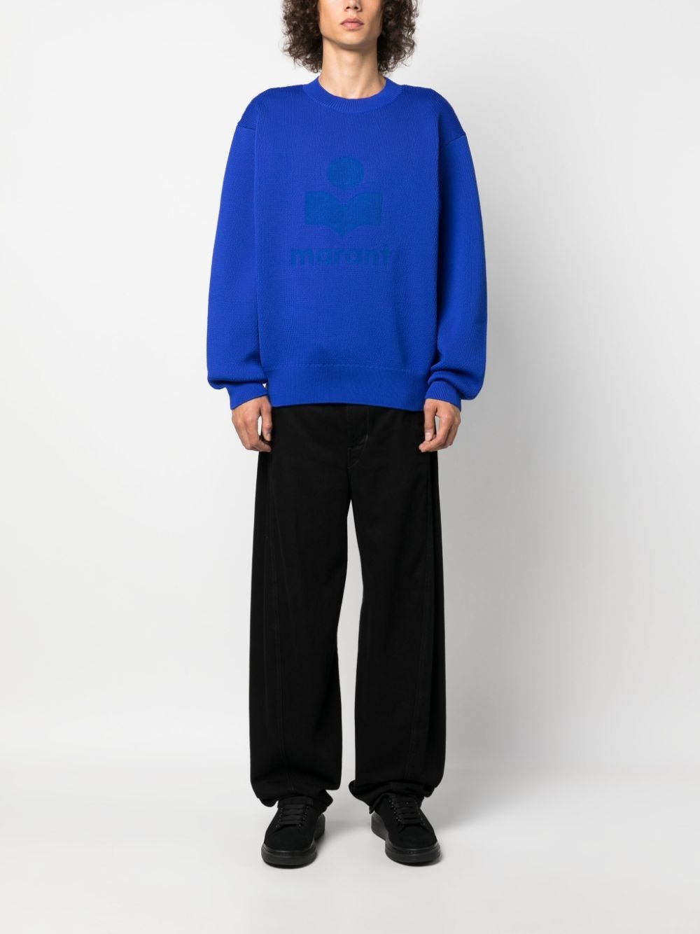 logo-jacquard fine-knit sweatshirt - 2
