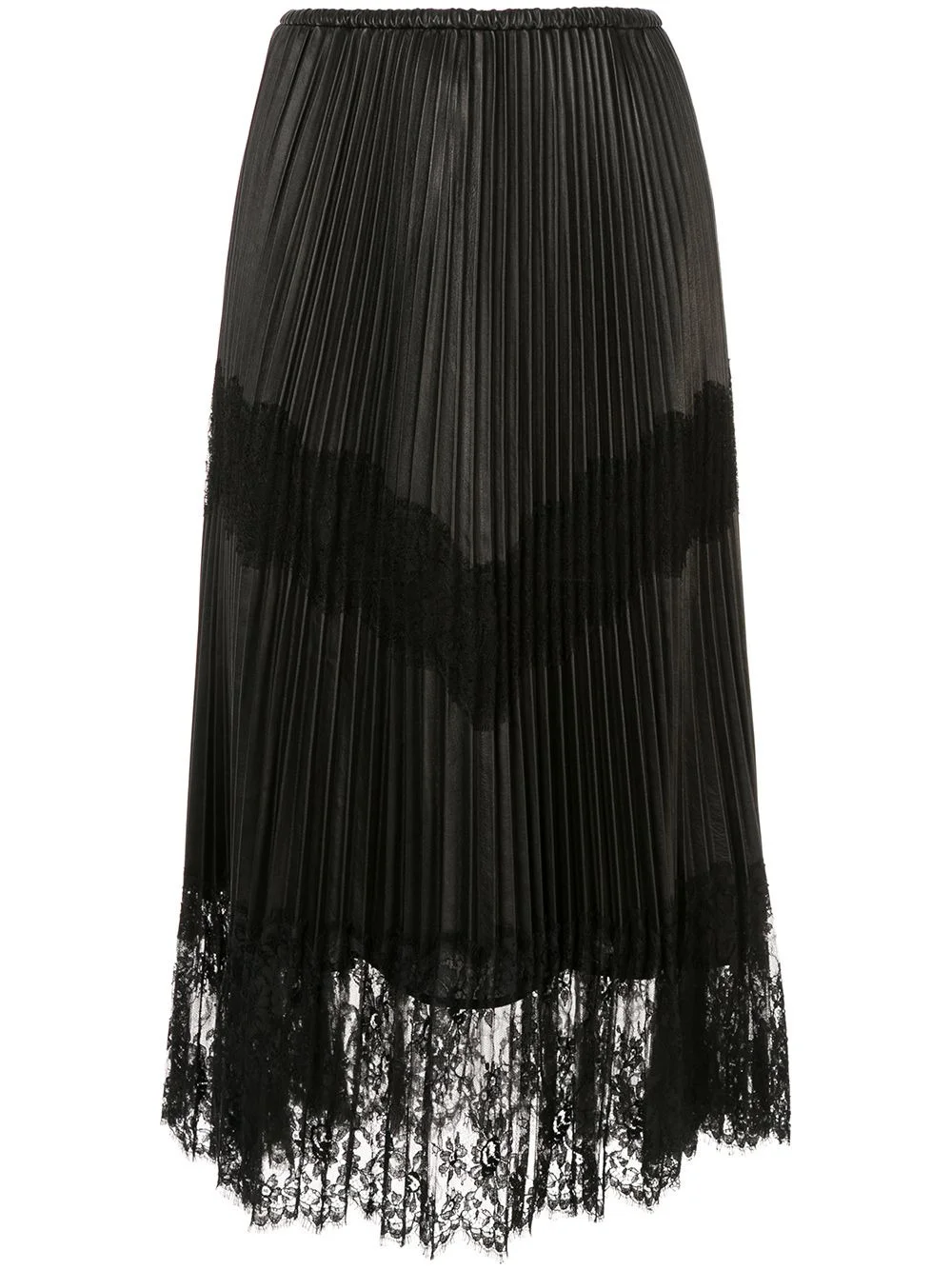 pleated lace trim midi skirt - 1