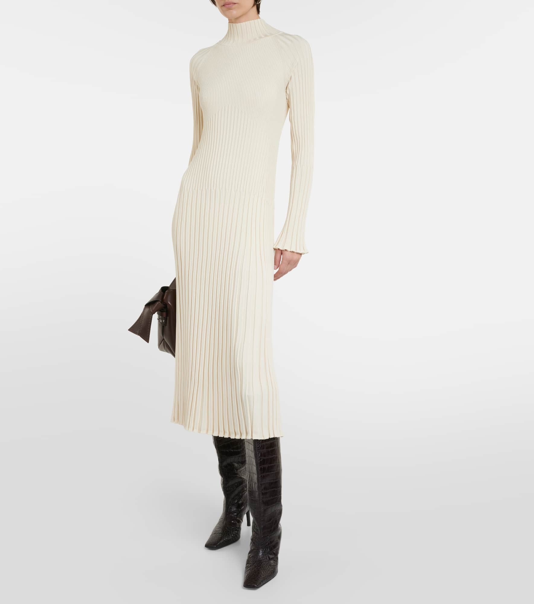 Carmen ribbed-knit high-neck midi dress - 2