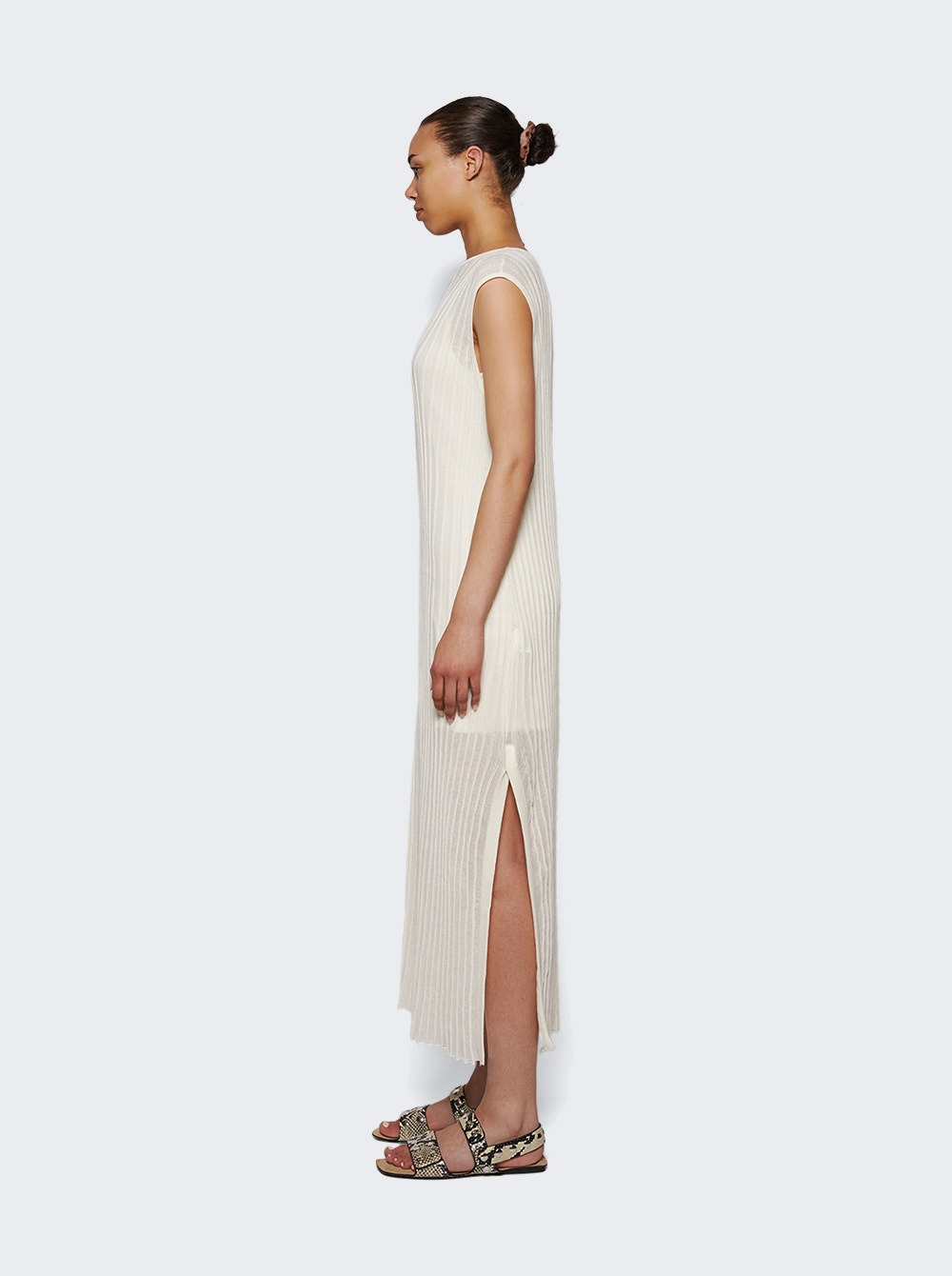 Ada Sleeveless Long Knit Dress Ivory - 3