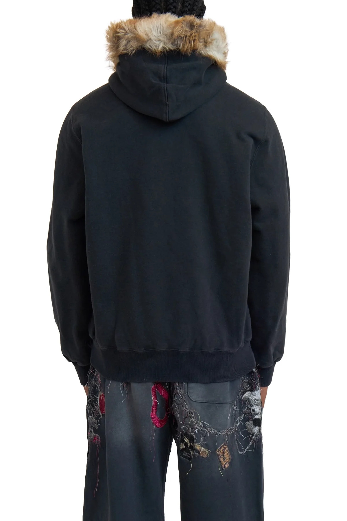 Doublet Furry Collar Zip-Up Hoodie Black - 4