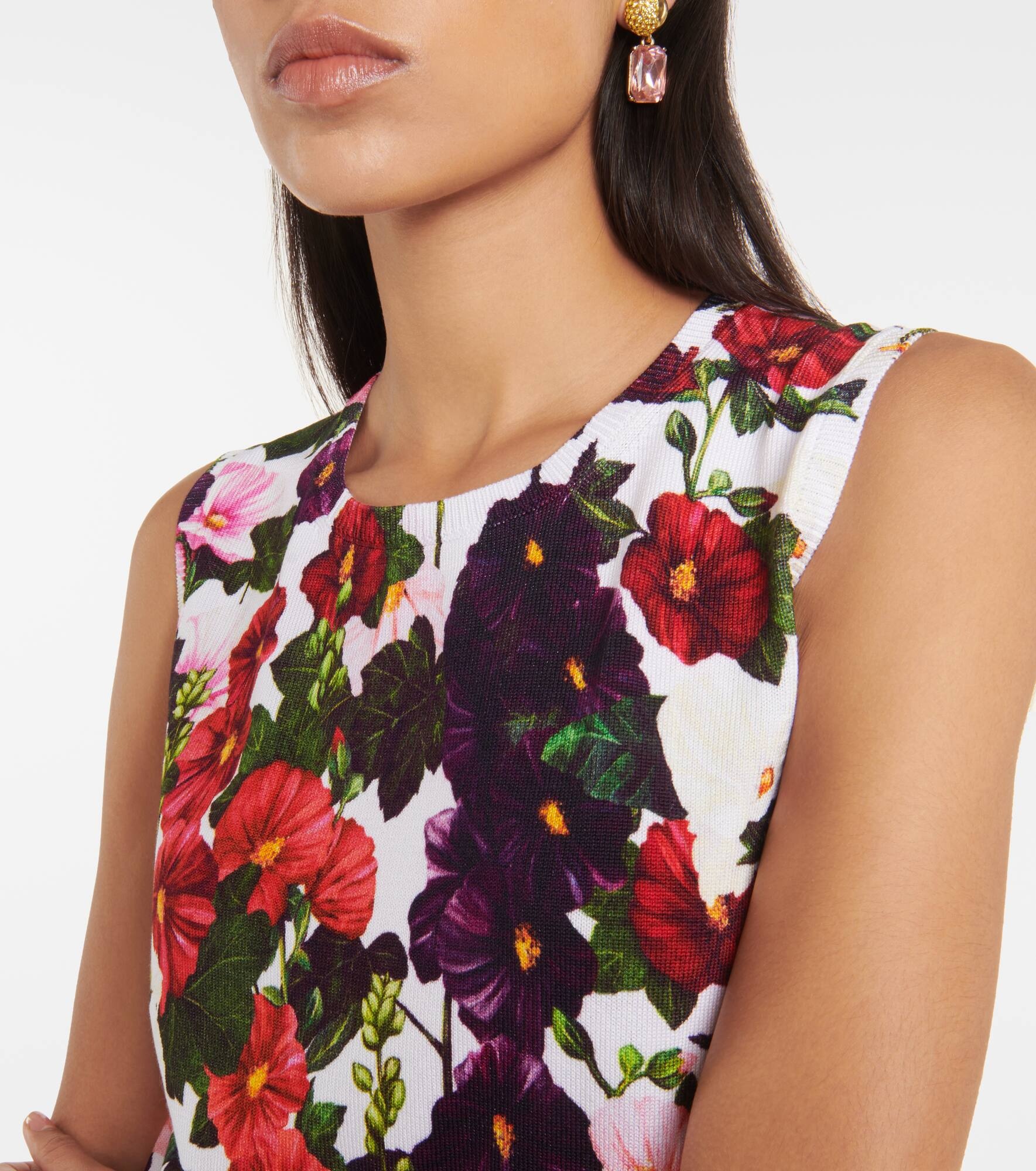 Floral cotton-blend tank top - 4