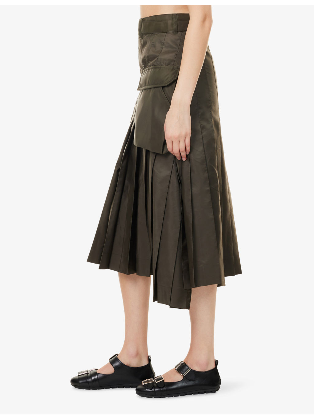 Pleated Belted Shell Midi Skirt - 3