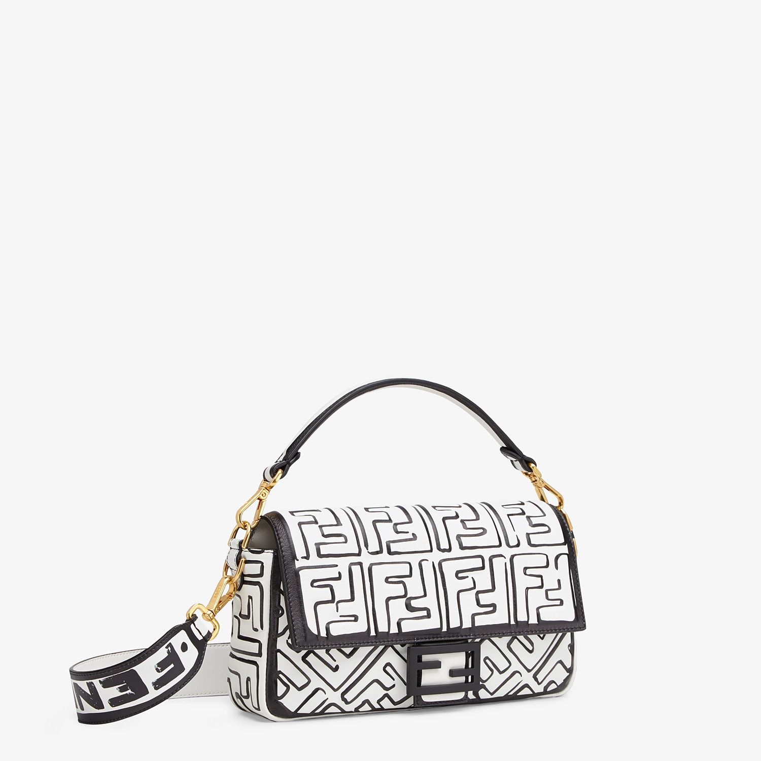 White nappa leather FF print bag - 3