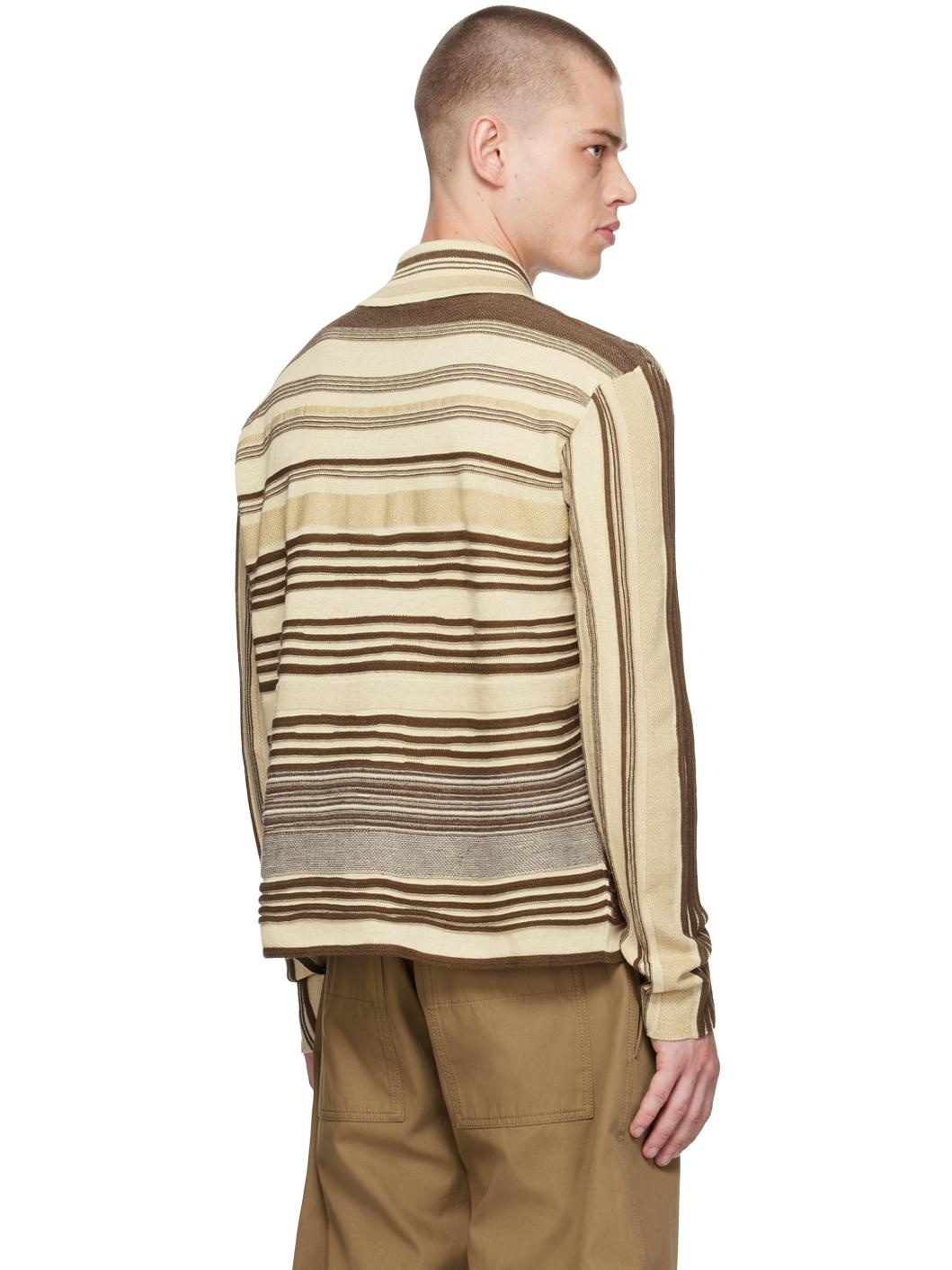 Beige & Brown Striped Polo - 3
