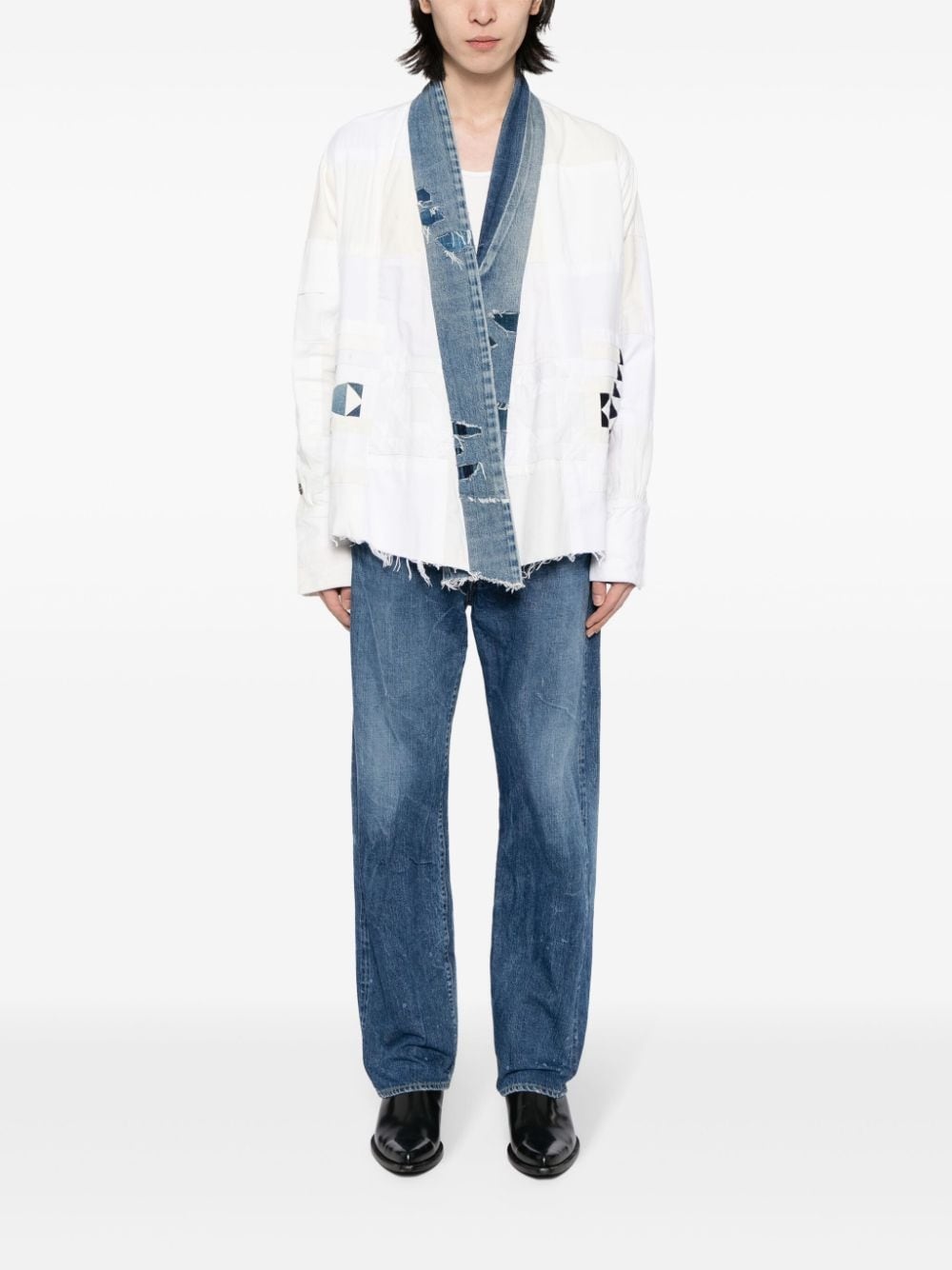 open-front distressed jacket - 2