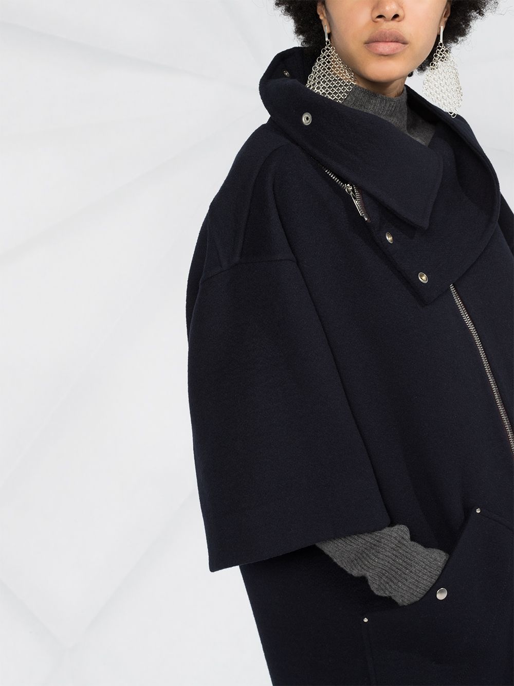 oversized high-neck cashmere coat - 5