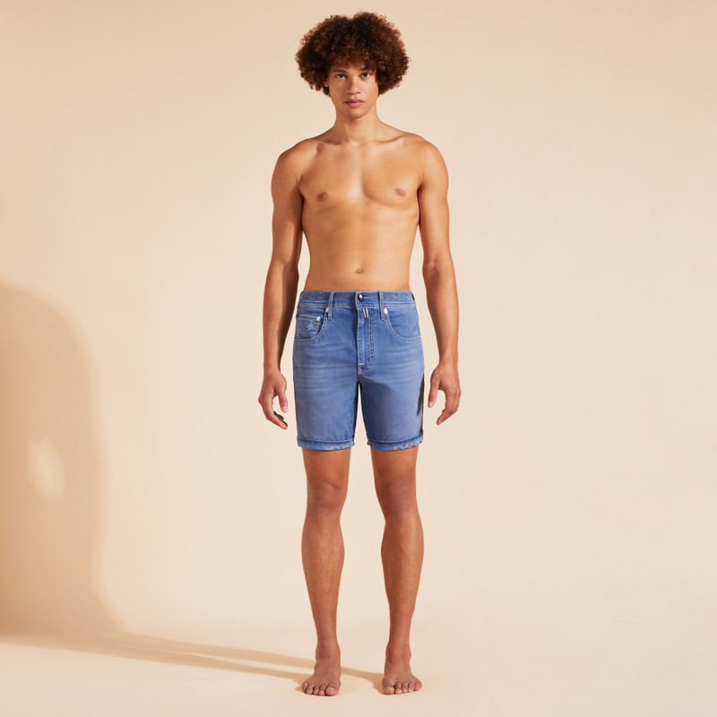 Vilebrequin Men 5-Pockets Denim Bermuda Shorts Tropical Turtles outlook