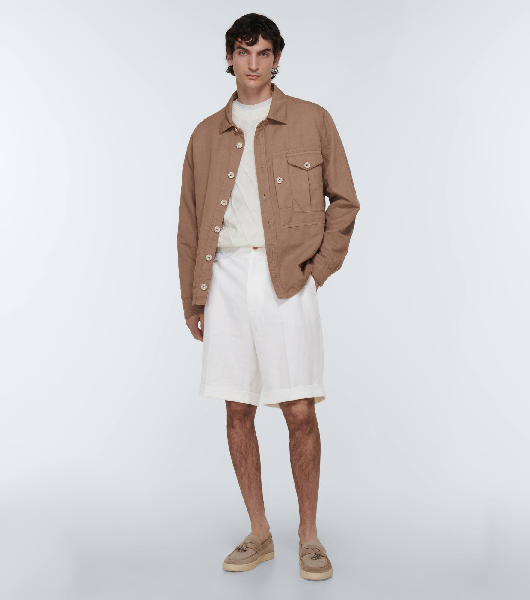 Mid-rise linen shorts - 2