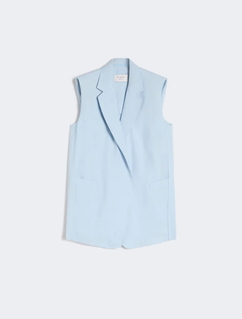 Oversized washed viscose gilet - light blue - 1