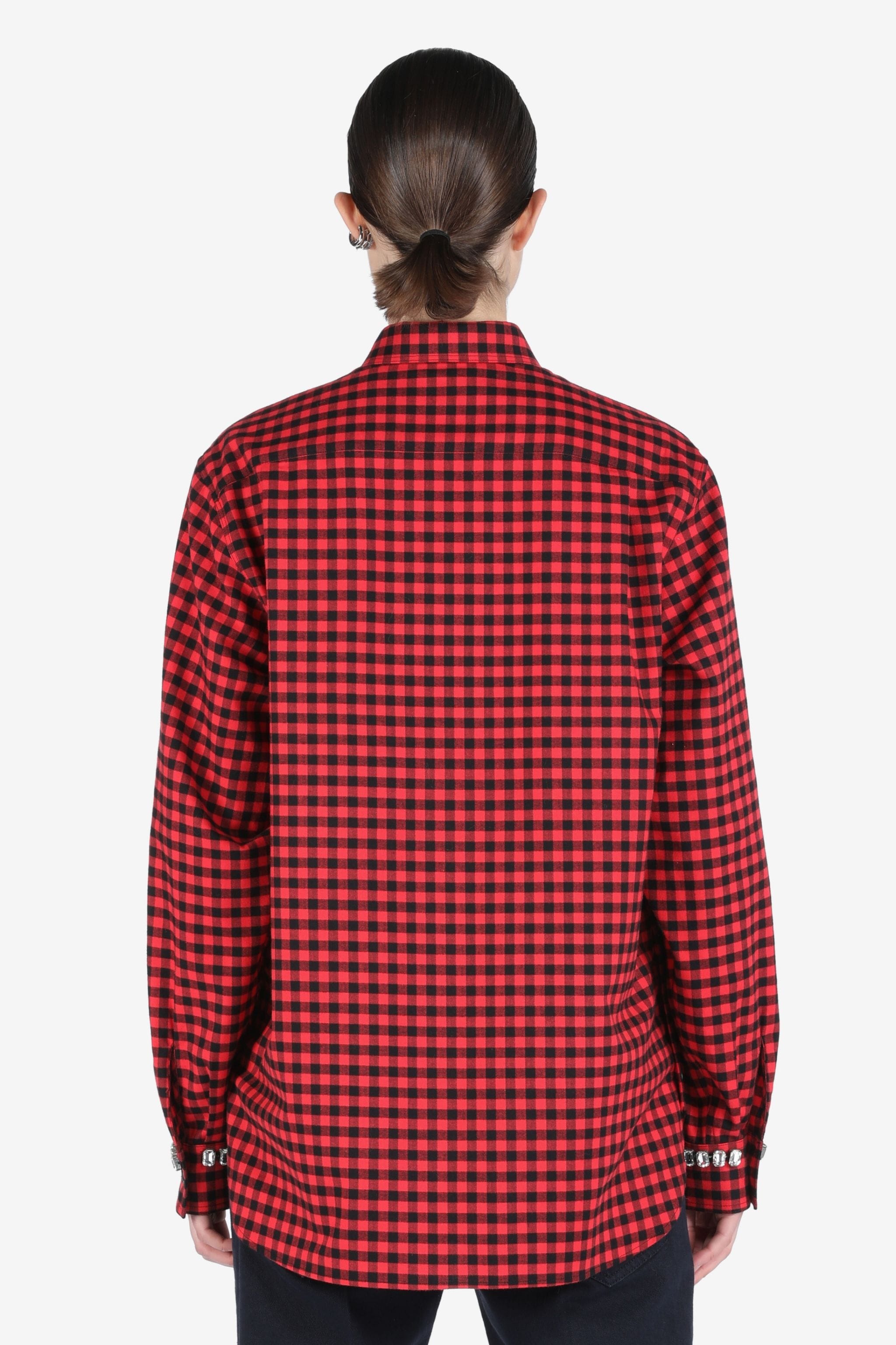 CRYSTAL-EMBELLISHED CHECKED COTTON SHIRT - 2