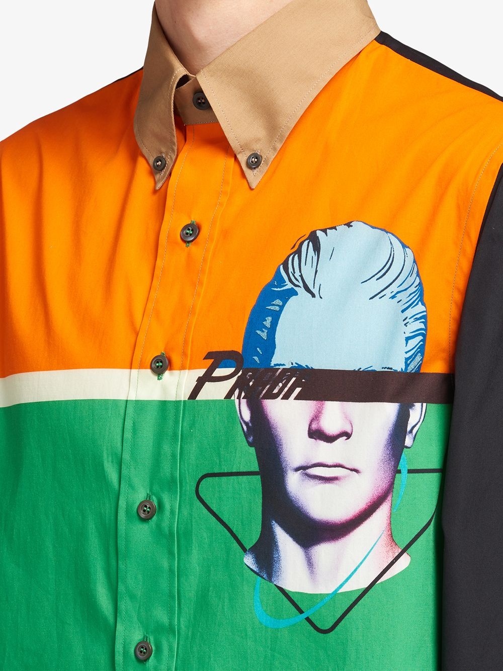 colour-block face shirt - 5