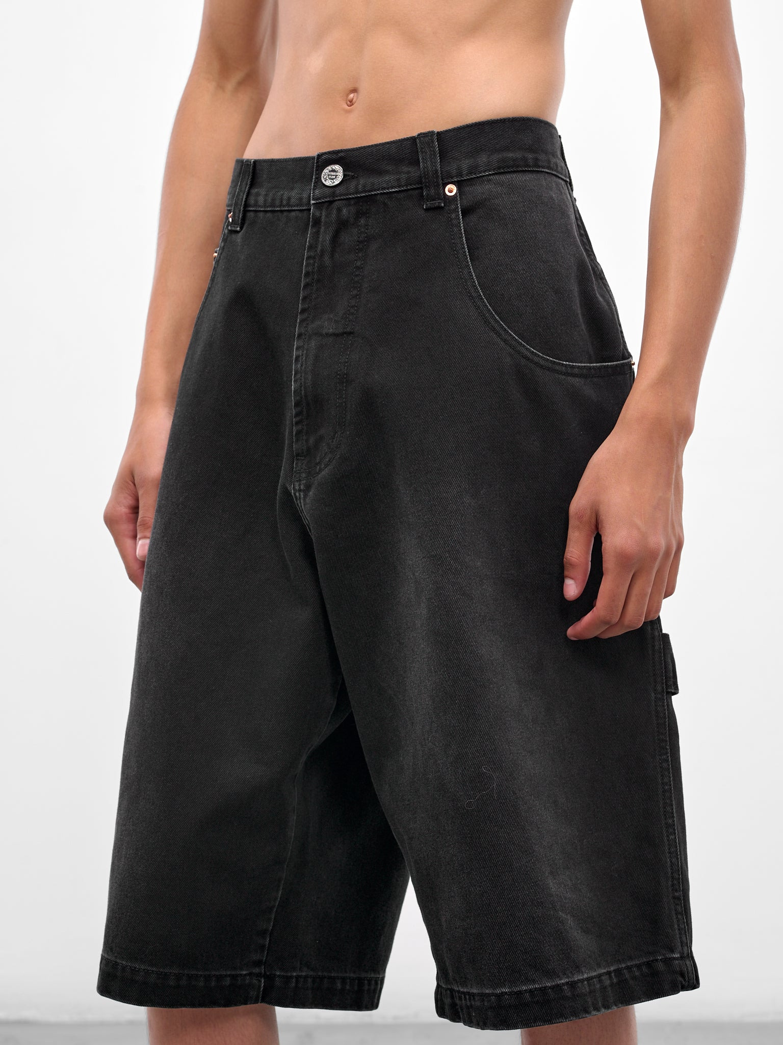 Black Denim Hip Hop Shorts - 4