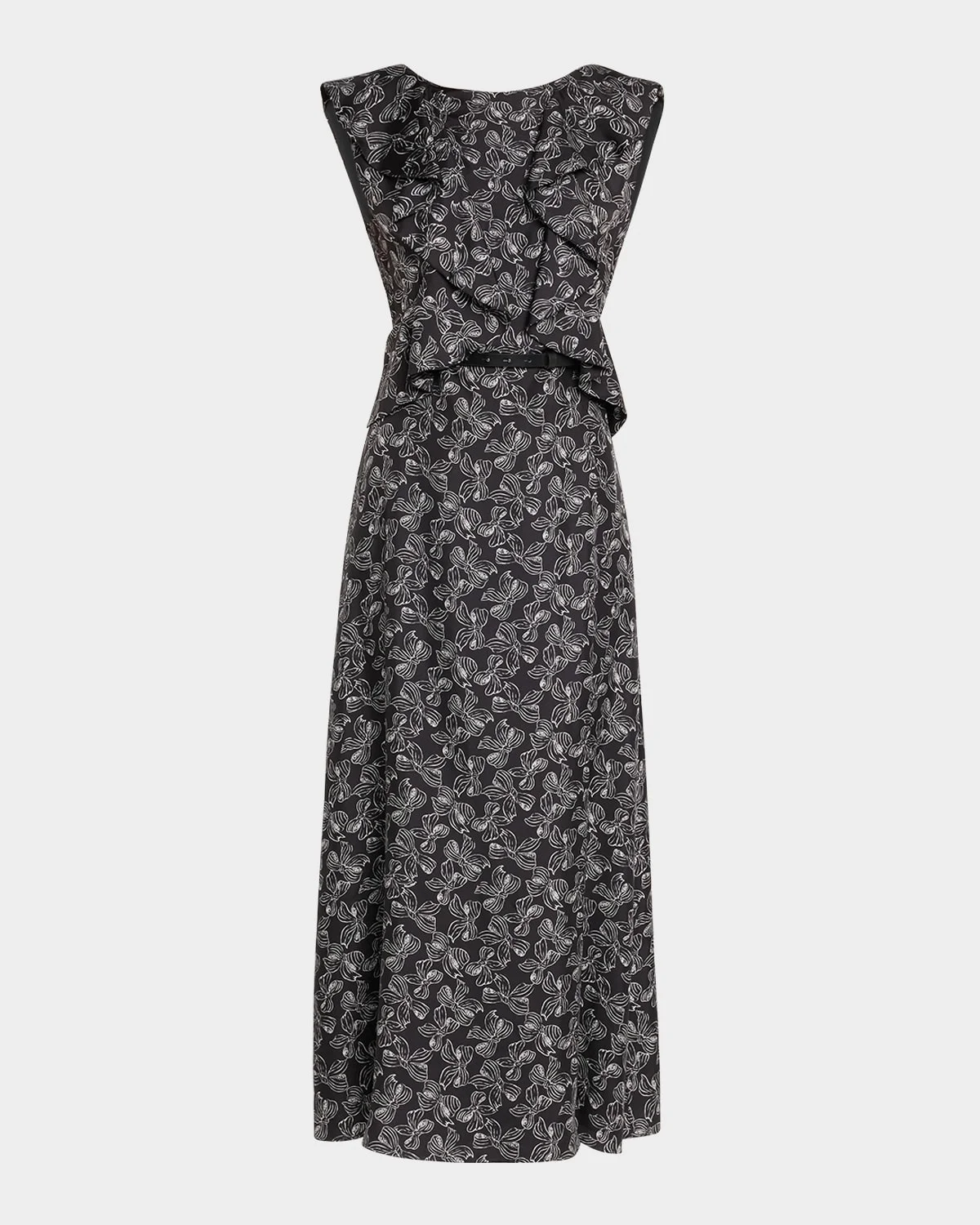 Calesse Bow-Print Ruffle Backless Midi Dress - 1