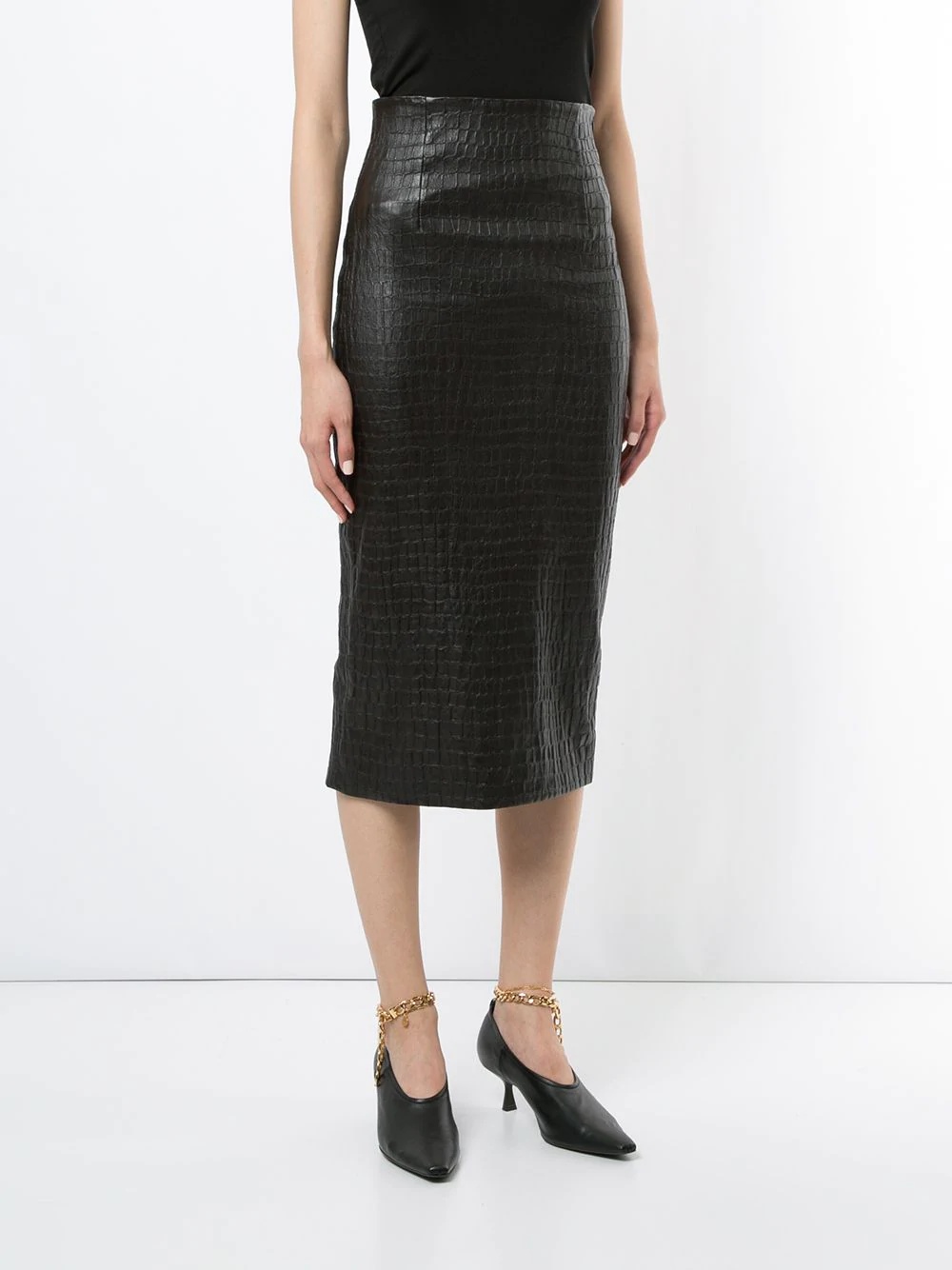 crocodile effect pencil skirt - 3