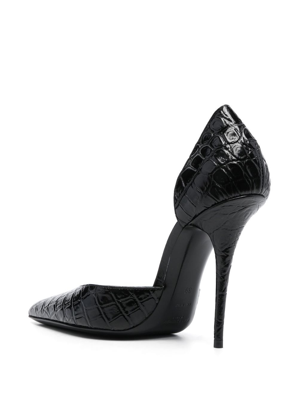 crocodile-effect stiletto pumps - 3