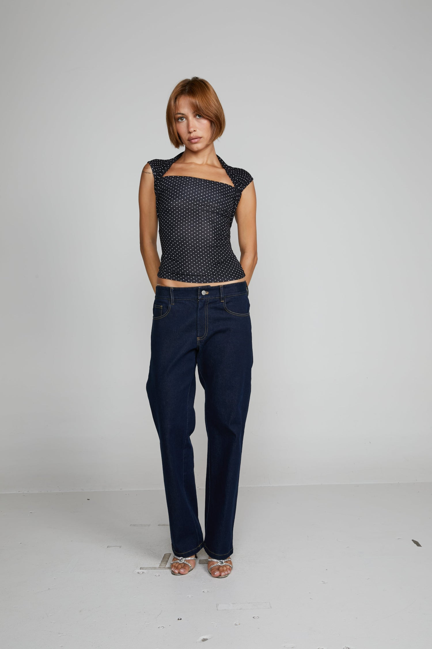 LARA TOP - BLACK AND WHITE POLKA DOT - 4
