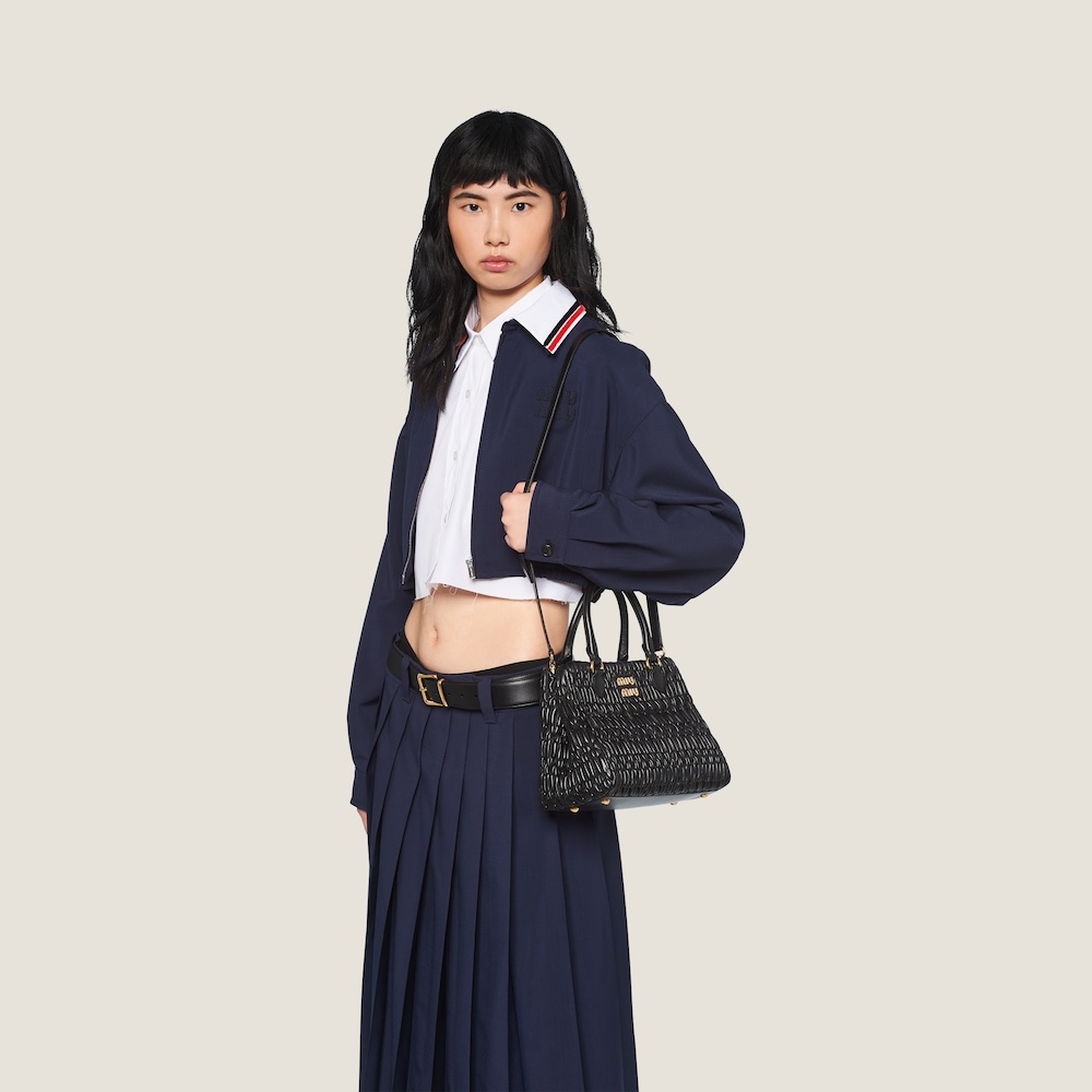 Miu Crystal nappa leather and crystal handbag 1