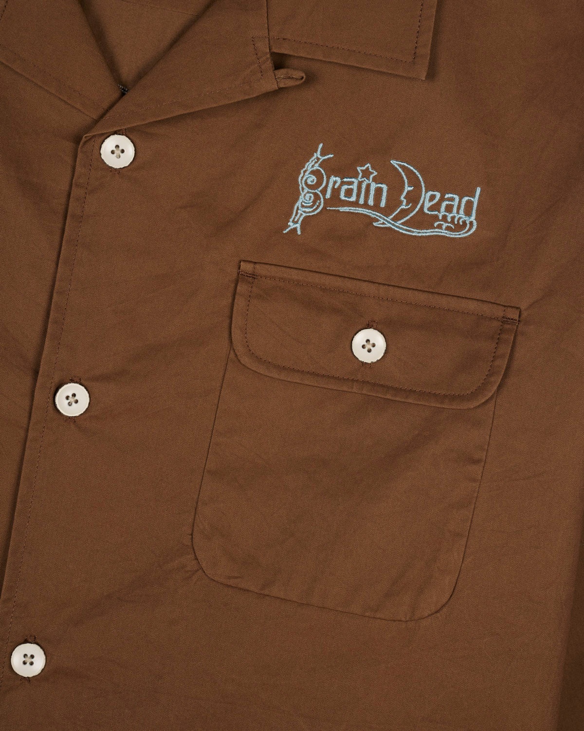 Poplin Camp Collar Shirt - Chocolate - 4