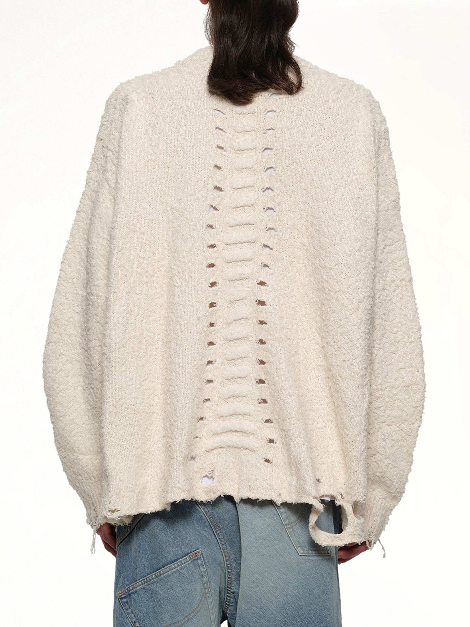 Backbone Knit Cardigan in Ivory - 5