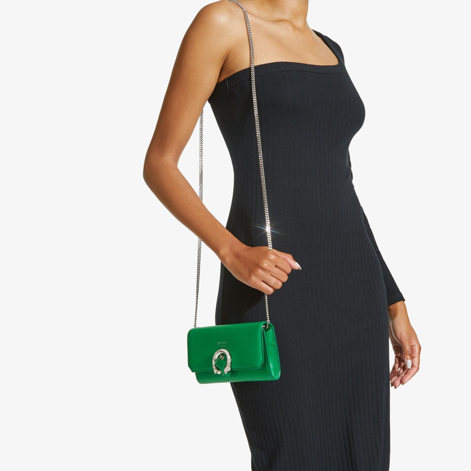 Wallet W/chain
Malachite Smooth Calf Mini Bag with Crystal Buckle - 6