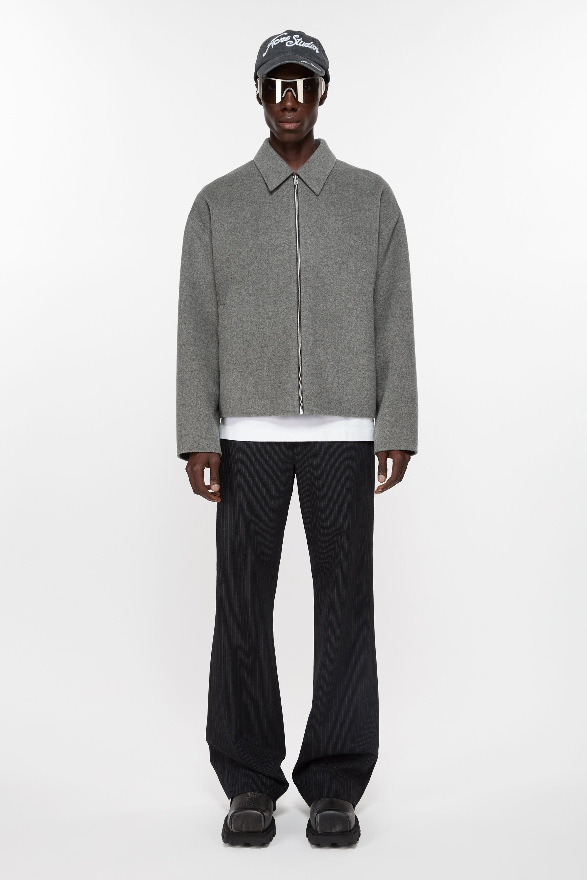 Wool zipper jacket - Grey Melange - 2