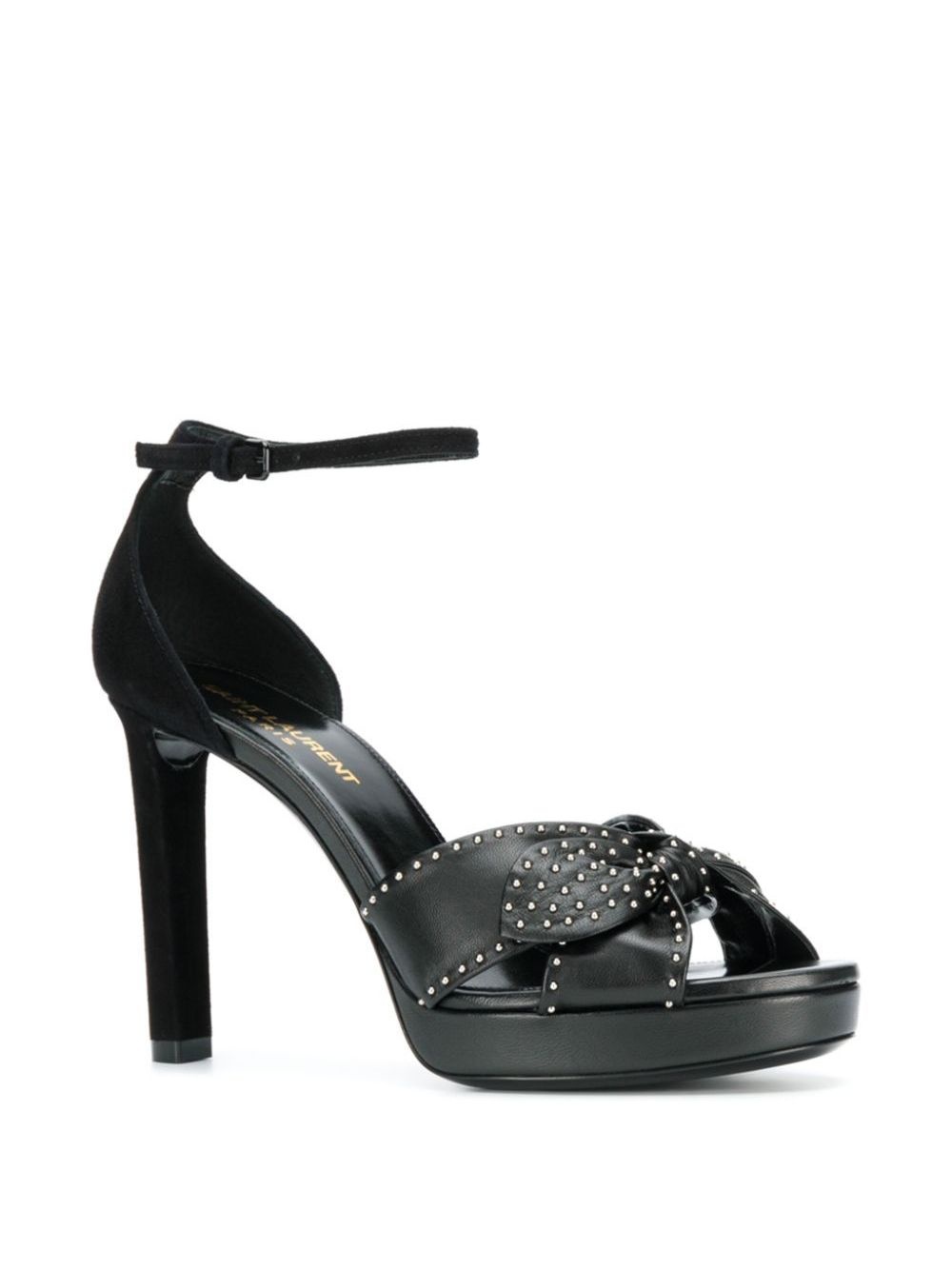 studded bow leather sandals - 2