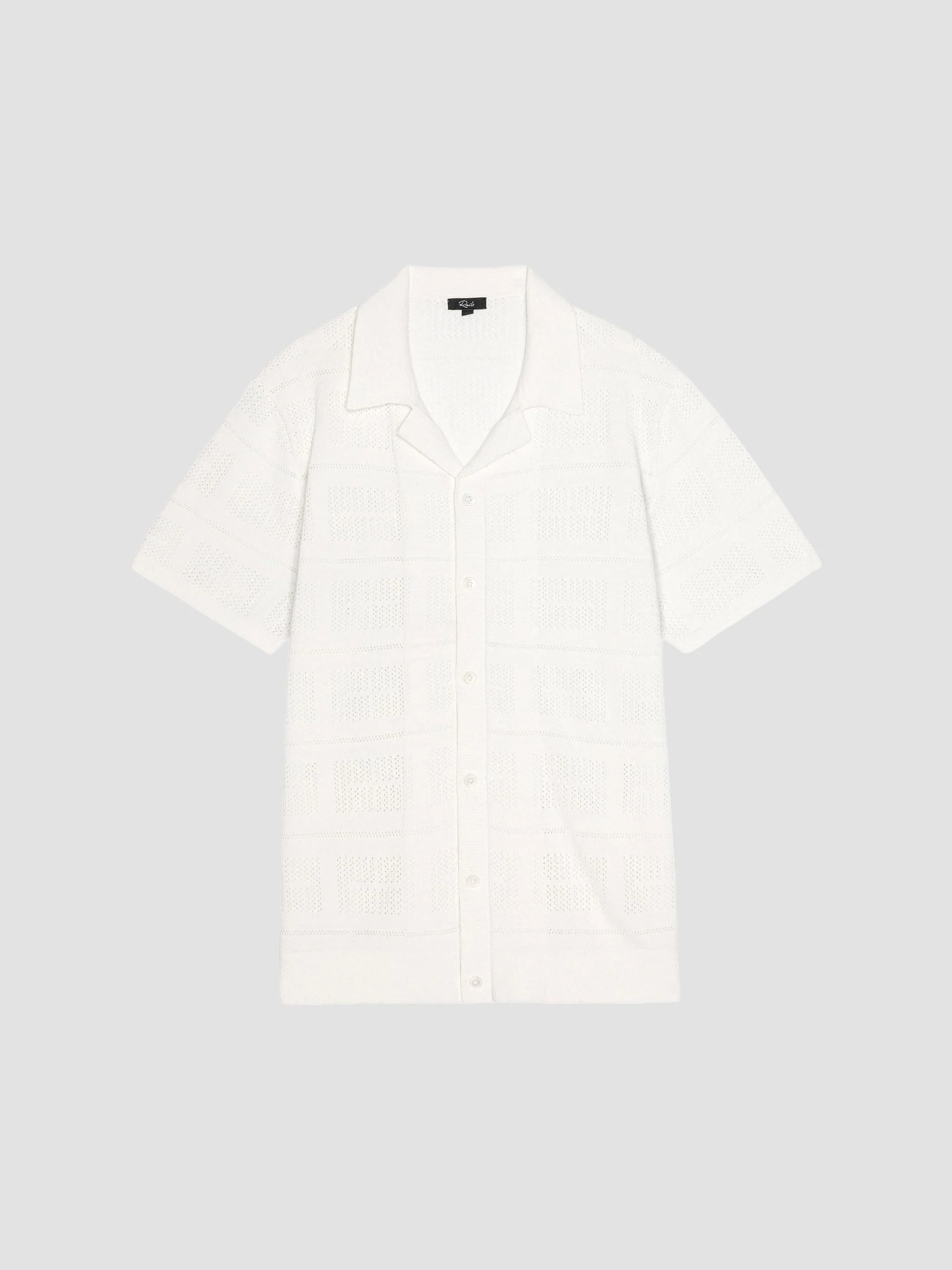 Men's Yates Cotton-Linen Knit Camp Shirt - White - 1