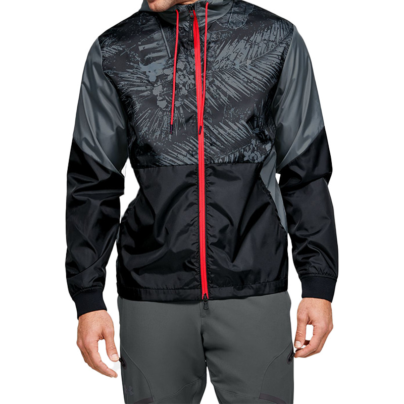 Under Armour Project Rock Legacy Windbreaker Jacket 'Grey Black Red' 1351527-001 - 3