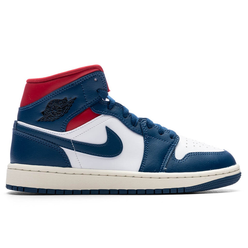 AIR JORDAN 1 MID WOMEN'S - WHITE/FRENCH BLUE/GYM RED - 1