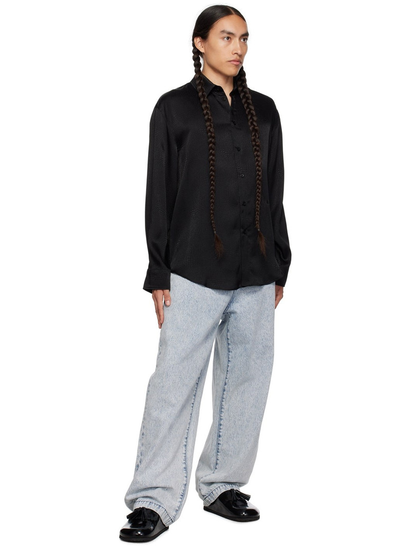 MSGM Black Spread Collar Shirt outlook