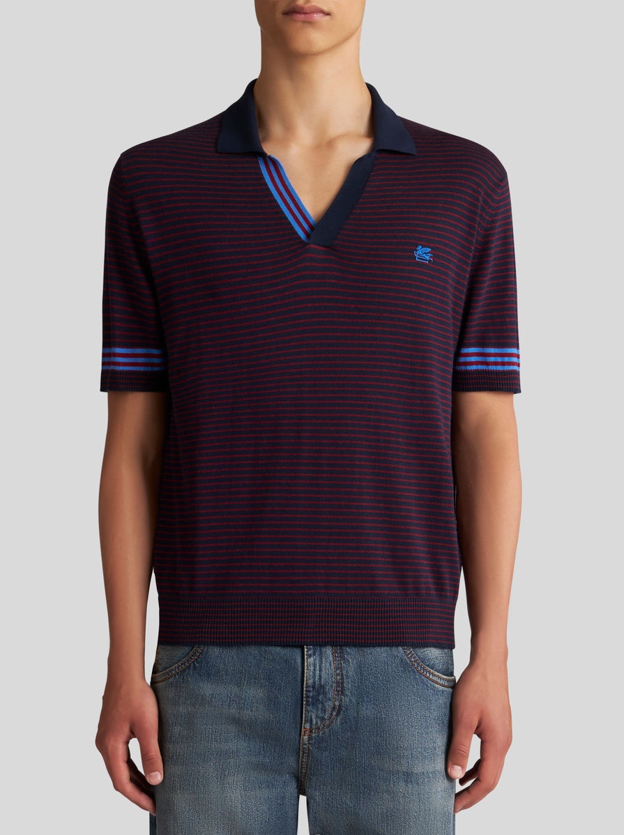 STRIPED KNIT POLO SHIRT WITH LOGO - 2