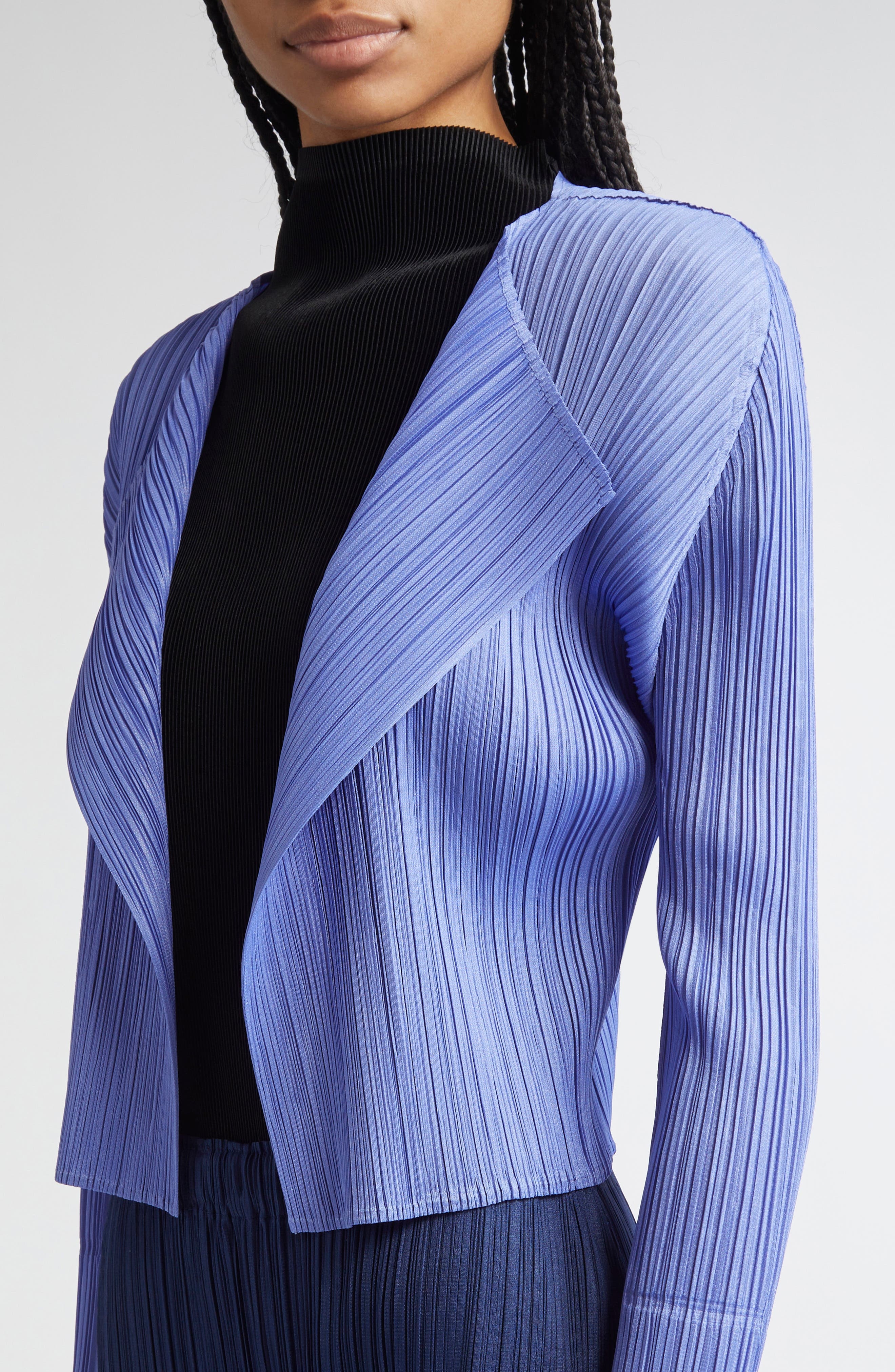Pleats Please Issey Miyake Monthly Colors March Pleated Open Front Cardigan in Steel Blue at Nordstr - 2