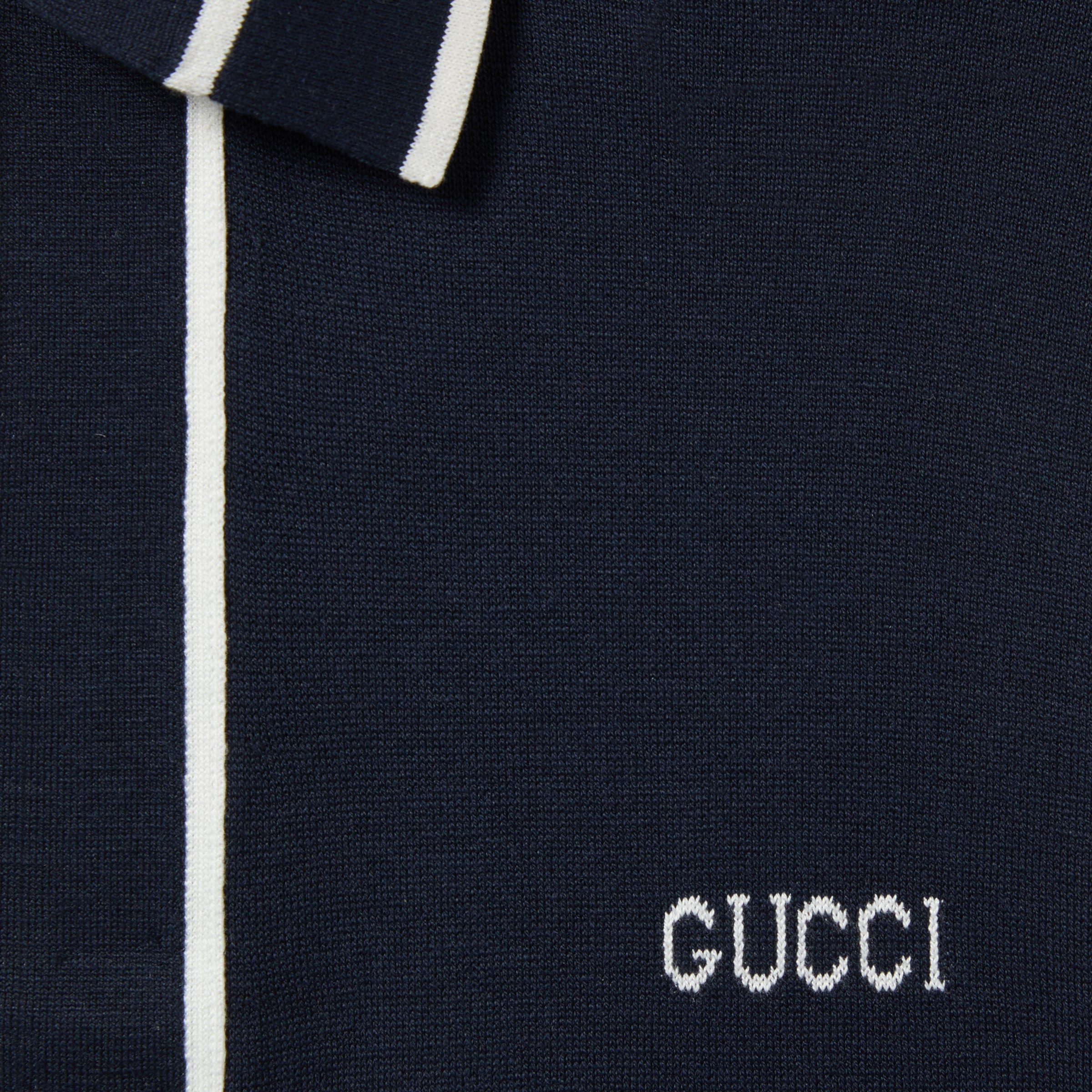 Cotton polo top with Gucci intarsia - 7