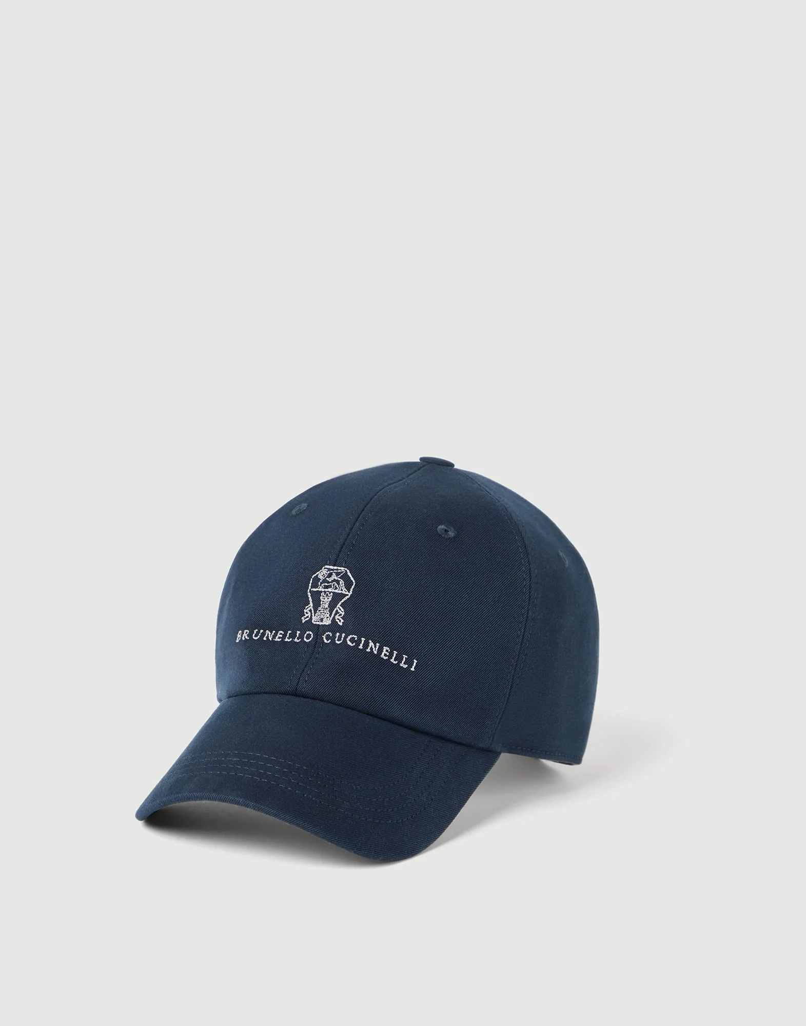 Garment-dyed twisted cotton gabardine baseball cap with embroidered logo - 1