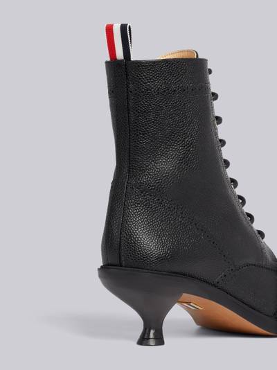Thom Browne Black Pebble Grain Leather 50mm Curved Heel Lace-Up Wingtip Ankle Bootie outlook