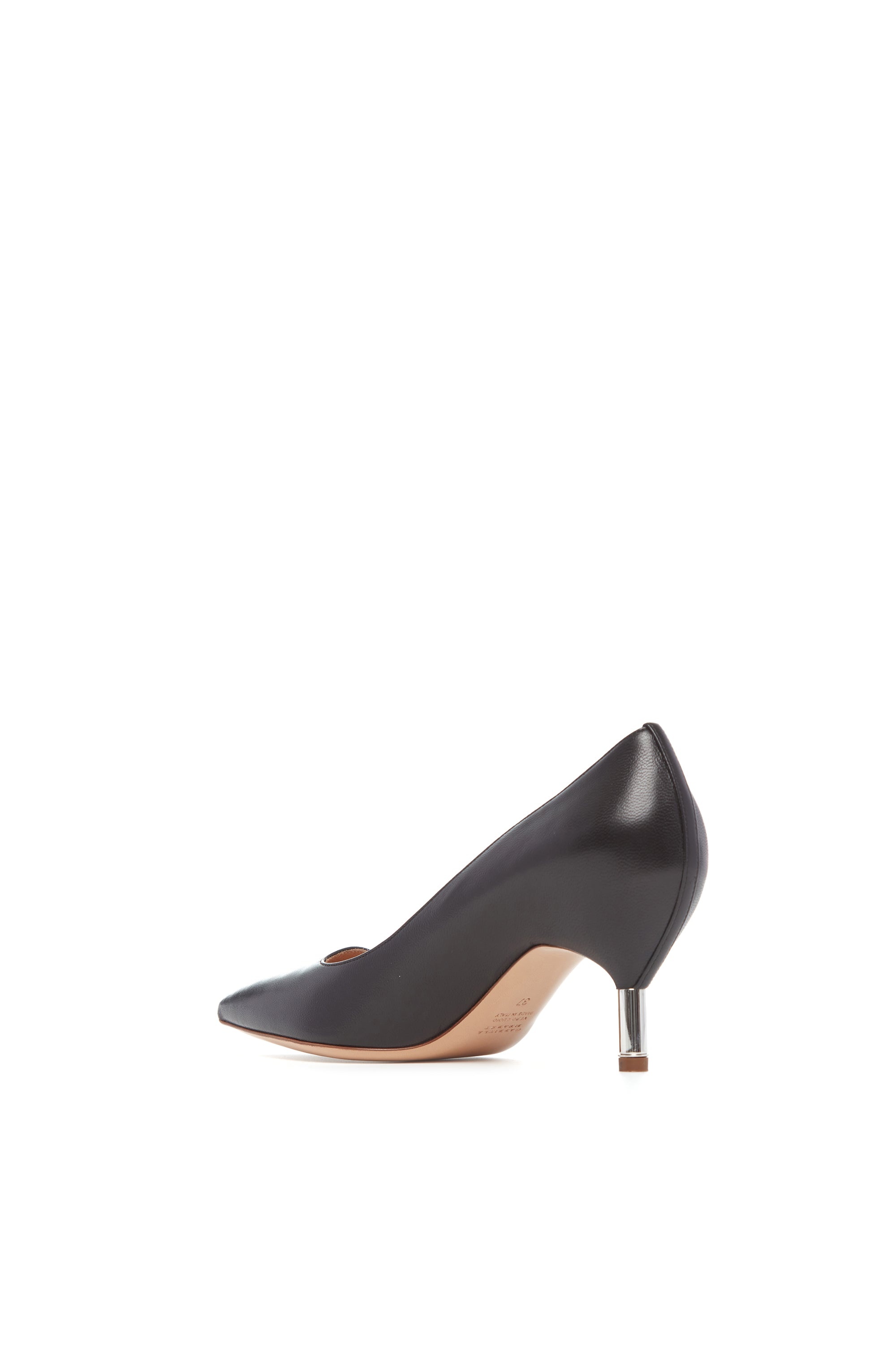 Sofia Pump Heel in Black Leather - 3